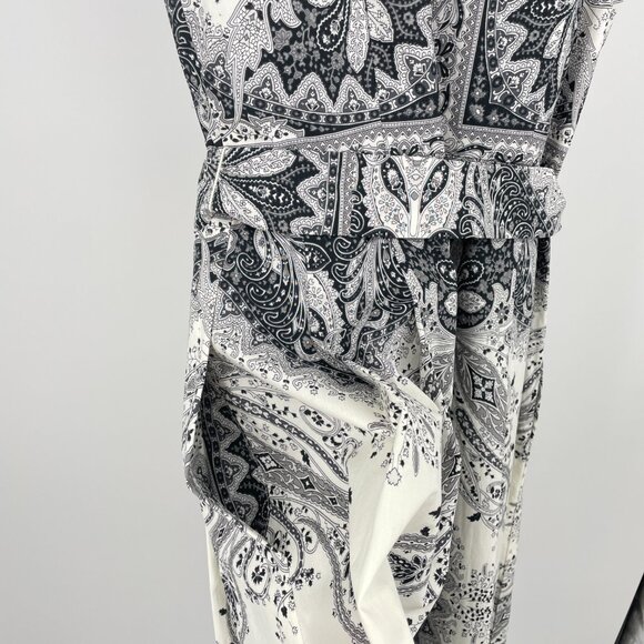 Talbots PR Sample Shirt Dress 4 (Fits 6) Black White Paisley Cotton Sleeveless - Picture 8 of 10